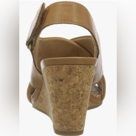 Clarks Women's Margee Eve Heeled Sandal Corked Wedges Tan Leather US Size 9.5 - Picture 6 of 16